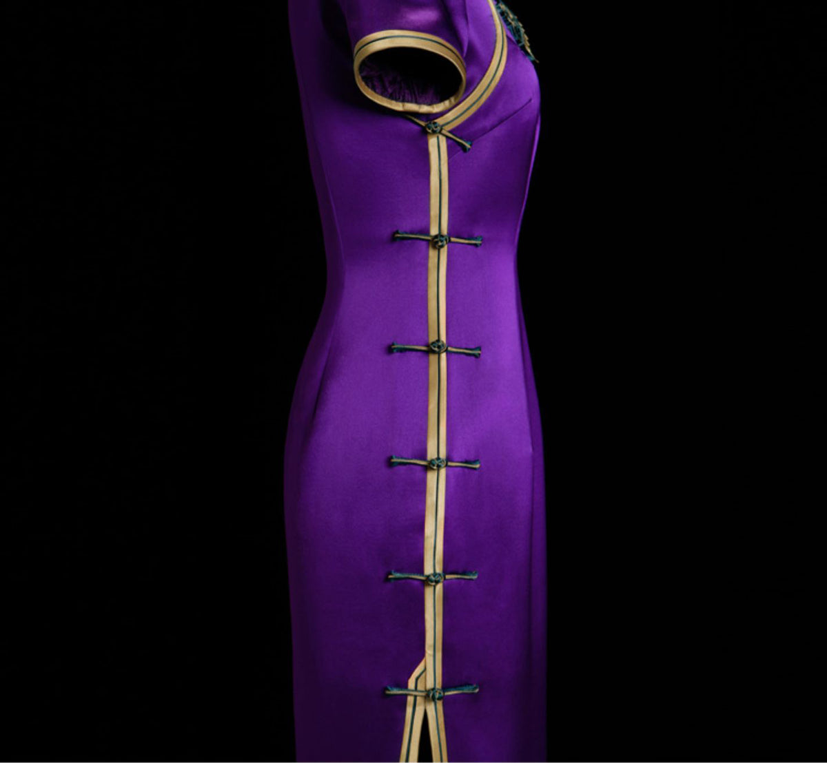Long Silk Cheongsam Dress With Split In Purple Myalphamall 