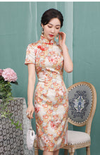 Load image into Gallery viewer, Vintage Allover Floral Short Silk Cheongsam Dress
