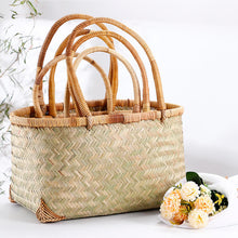 Load image into Gallery viewer, Woven Bamboo Storage Basket With Side Handles
