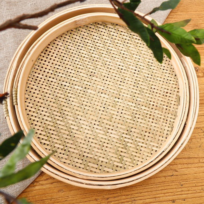 3 Pack Round Bamboo Weaving Sieve Strainer Basket