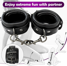 Load image into Gallery viewer, BDSM Bondage Sex Restraints Set Couples, Neck to Wrist Restraints Kit with Traction Chain Back Sex Handcuffs Collar-Black