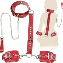 Load image into Gallery viewer, BDSM Bondage Sex Restraints Set Couples, Neck to Wrist Restraints Kit with Traction Chain Back Sex Handcuffs Collar-Rose