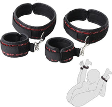 Load image into Gallery viewer, BDSM Restraints Wrist & Thigh Cuffs Sex Bondage with Adjustable Leg Straps Handcuffs