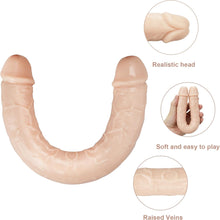Load image into Gallery viewer, Double Dildo Soft Crystal Jelly Anal Long Penis Light Brown