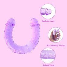 Load image into Gallery viewer, Double Dildo Soft Crystal Jelly Anal Long Penis Purple