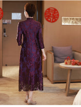 Load image into Gallery viewer, Allover Lace Floral Embroidered Cheongsam Dress
