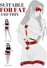 Load image into Gallery viewer, Sex Bondage BDSM Kit Restraints 6PCS Sets with Adjustable Handcuffs Ankle Cuff Thigh Cuffs Blindfold Cross Strap Waist Strap-Rose