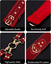 Load image into Gallery viewer, Sex Bondage BDSM Kit Restraints 6PCS Sets with Adjustable Handcuffs Ankle Cuff Thigh Cuffs Blindfold Cross Strap Waist Strap-Rose