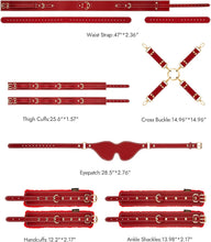 Load image into Gallery viewer, Sex Bondage BDSM Kit Restraints 6PCS Sets with Adjustable Handcuffs Ankle Cuff Thigh Cuffs Blindfold Cross Strap Waist Strap-Rose