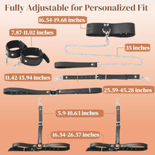 Load image into Gallery viewer, Sex Bondage Wrist & Thigh Cuffs, Restraints Set with Adjustable Collar & Leash Handcuffs Thigh Cuffs Cross Waist Strap