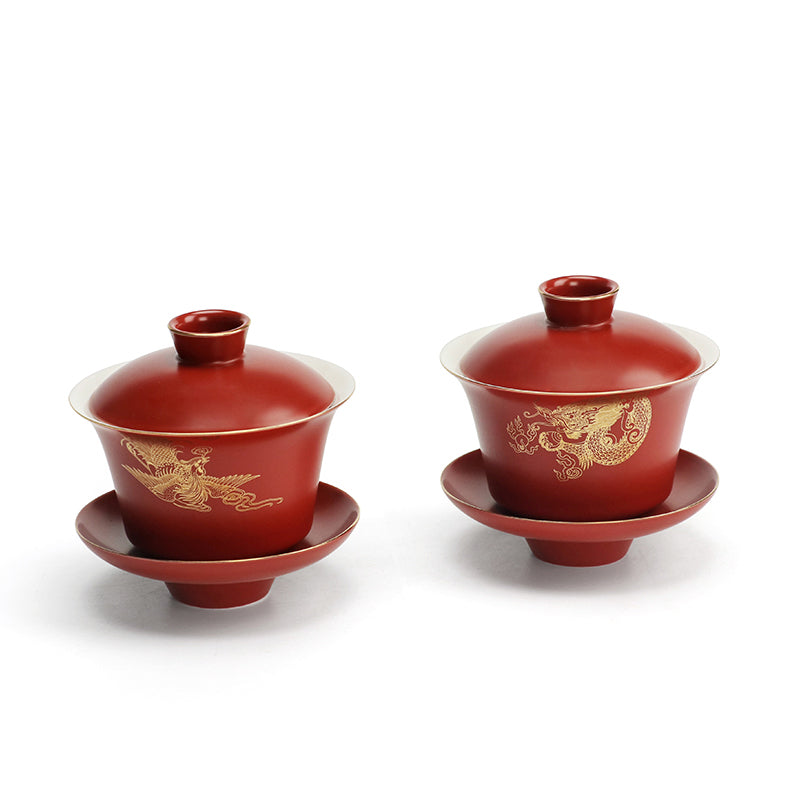 Chinese Wedding Tea Cups Set With Applique Style
