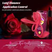 Load image into Gallery viewer, Vibrating Cock Ring  with Remote Control , Rose Penis Ring Vibrator Clitoral Stimulator