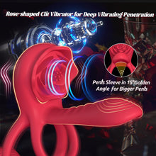 Load image into Gallery viewer, Vibrating Cock Ring  with Remote Control , Rose Penis Ring Vibrator Clitoral Stimulator
