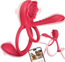 Load image into Gallery viewer, Vibrating Cock Ring  with Remote Control , Rose Penis Ring Vibrator Clitoral Stimulator