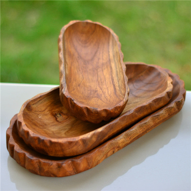 Handmade Wood Carved Serving Bowl