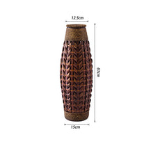 Load image into Gallery viewer, Vintage Brown Bamboo Rope Floor Vase
