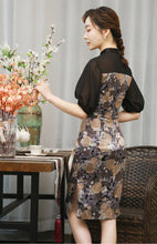 Load image into Gallery viewer, Floral Print Button Detail Silk Cheongsam Dress
