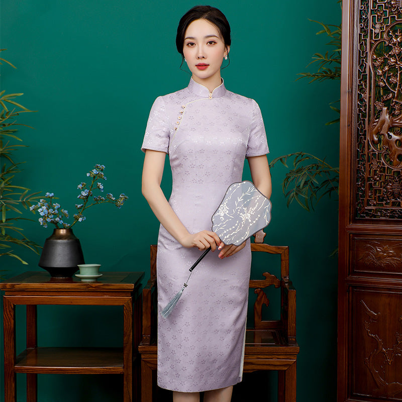 Floral Allover Pattern Cheongsam Dress