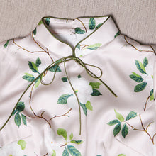 Load image into Gallery viewer, Floral Print High Neck split Silk Cheongsam Dress
