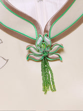Load image into Gallery viewer, Floral Print Tassel Detail Silk Cheongsam Dress
