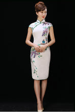 Load image into Gallery viewer, Embroidered Flowers and Birds Silk Qipao Cheongsam Dress
