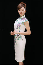 Load image into Gallery viewer, Embroidered Flowers and Birds Silk Qipao Cheongsam Dress
