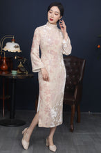 Load image into Gallery viewer, Allover Floral Jacquard Long Cheongsam Dress
