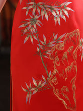 Load image into Gallery viewer, Short Bamboo Embroidered Wedding Mini Cheongsam Dress
