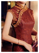 Load image into Gallery viewer, Lace Trim Mini Bodycon Cheongsam Dress
