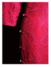 Load image into Gallery viewer, Floral Lace Mandarin Collar Wedding Cheongsam Dress
