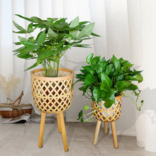 Load image into Gallery viewer, Bamboo Woven Plant Stand Display Pot
