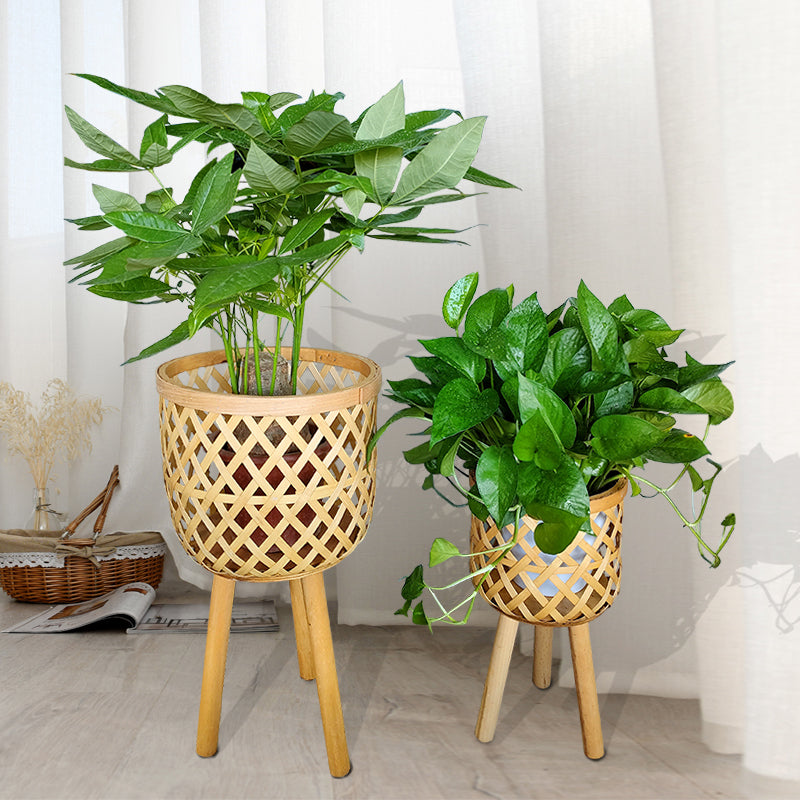 Bamboo Woven Plant Stand Display Pot