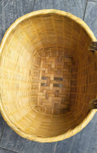 Load image into Gallery viewer, Round Natural Open Weave Bamboo Basket with Straps
