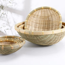 Load image into Gallery viewer, Round Bamboo Storage Baskets Natural

