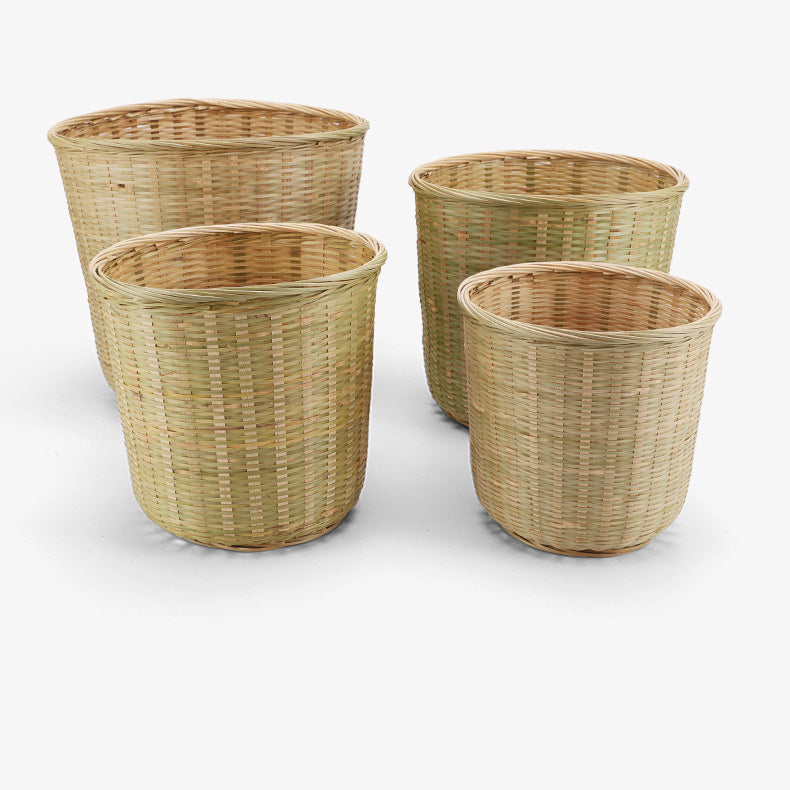 Woven Natural Round Bamboo Basket