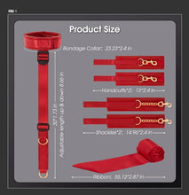 Load image into Gallery viewer, BDSM Bondage Kit - Neck to Wrist Behind Back Collar Restraints with Handcuffs Ankle Cuffs Blindfold

