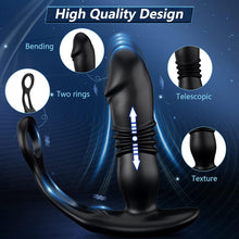 Load image into Gallery viewer, Prostate Massager Dildos Anal Plug with 12 Vibrating 3 Thrusting Cock Ring
