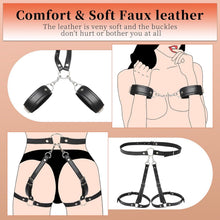 Load image into Gallery viewer, Sex Bondage Wrist &amp; Thigh Cuffs, Restraints Set with Adjustable Collar &amp; Leash Handcuffs Thigh Cuffs Cross Waist Strap

