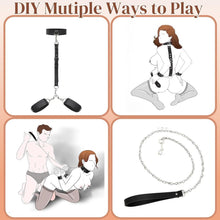 Load image into Gallery viewer, Sex Bondage Wrist &amp; Thigh Cuffs, Restraints Set with Adjustable Collar &amp; Leash Handcuffs Thigh Cuffs Cross Waist Strap
