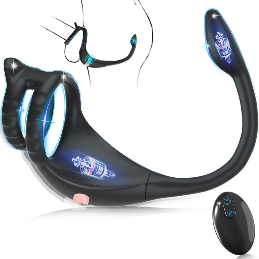 Vibrating Cock Ring Taint Stimulator with Mini Bullet, Remote Control