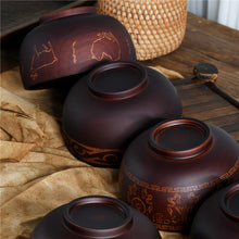 Load image into Gallery viewer, Set of 7 Individual Carved Wood Salad Bowls

