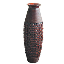 Load image into Gallery viewer, Vintage Brown 40&quot; Tall Bamboo Woven Decorative Floor Vase
