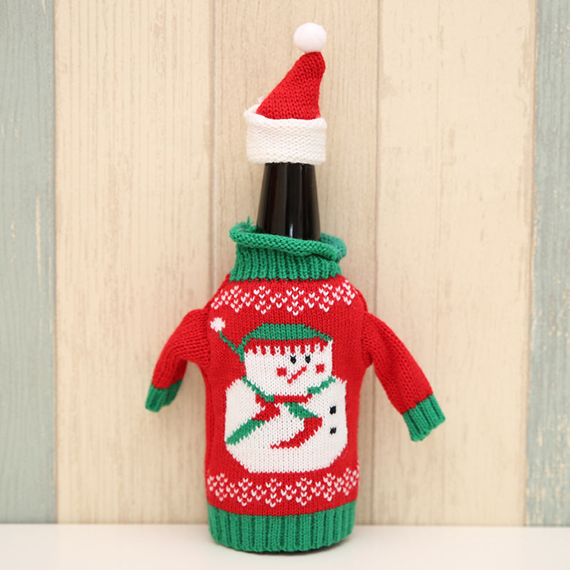 Christmas Wine Bottle Cover Knited Sweater for Christmas Decorations