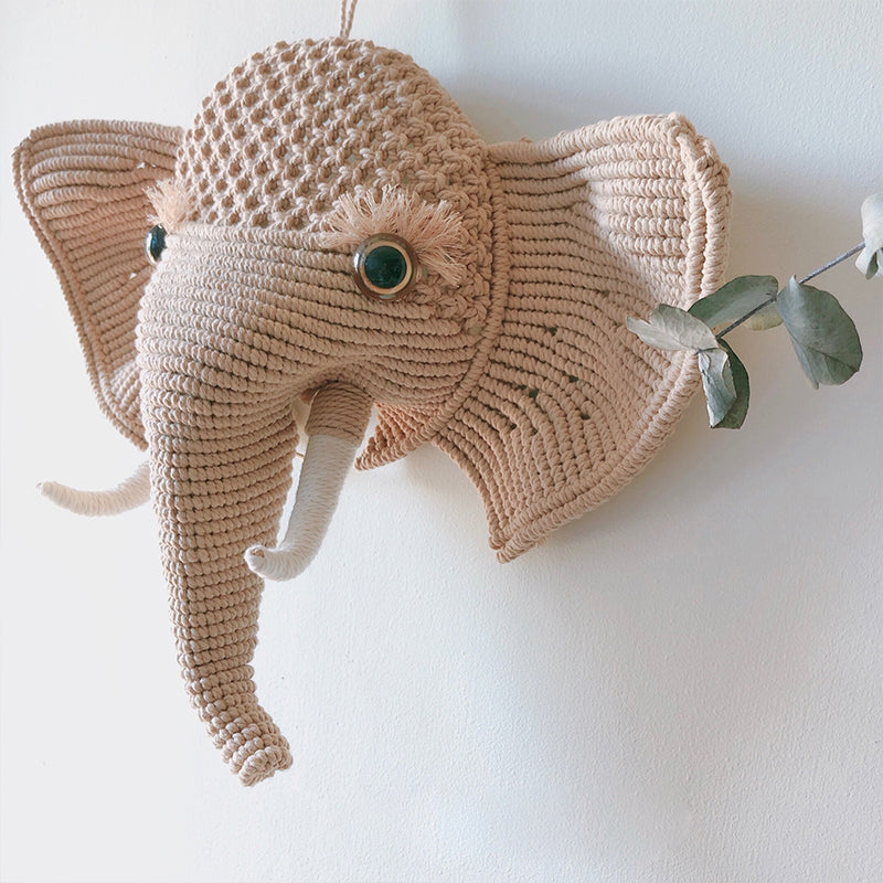 Handmade straw elephant for home decoration