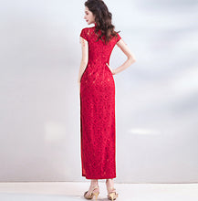 Load image into Gallery viewer, Red Mermaid Lace Wedding Qipao Dresss
