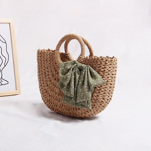 Crochet Straw Mini Tote Bag  