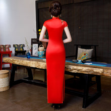 Load image into Gallery viewer, Embroidery Red Brocade Qipao
