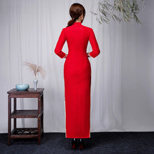 Load image into Gallery viewer, Chinese Red Embroidery Wedding Qipao Gown

