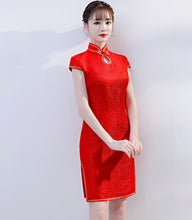 Load image into Gallery viewer, Cap Sleeve Short Wedding Cheongsam Dress
