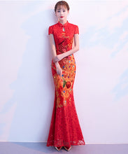 Load image into Gallery viewer, Sequins Embellished Embroidery Mermaid Wedding Cheongsam

